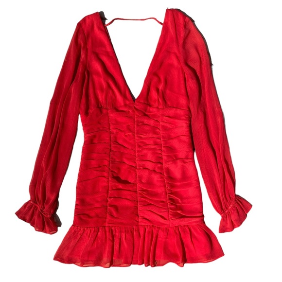 NWT ASOS Red Fitted Ruched Mini Dress Size 10 - Picture 1 of 5